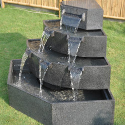 Solid Modern Stone Fountains crafted from Granite - Kent Falls - Outdoor Fountains And Ponds