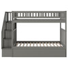 Woodland Staircase Bunk Bed Twin Over Twin With 2 Urban Bed Drawers, Gray