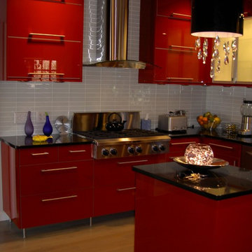 IKEA Kitchen Abstrakt Red in South Orange