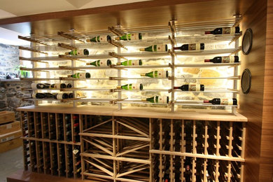 Inspiration for a small modern wine cellar remodel in Montreal