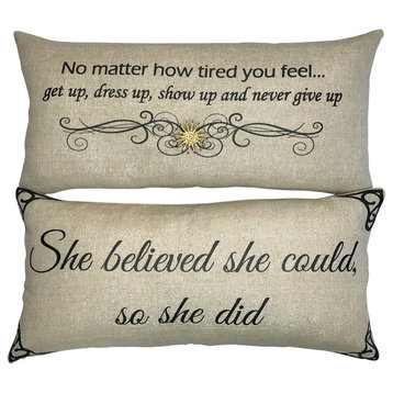 She Believed Quote Pillow, Gold Starburst Pin Set