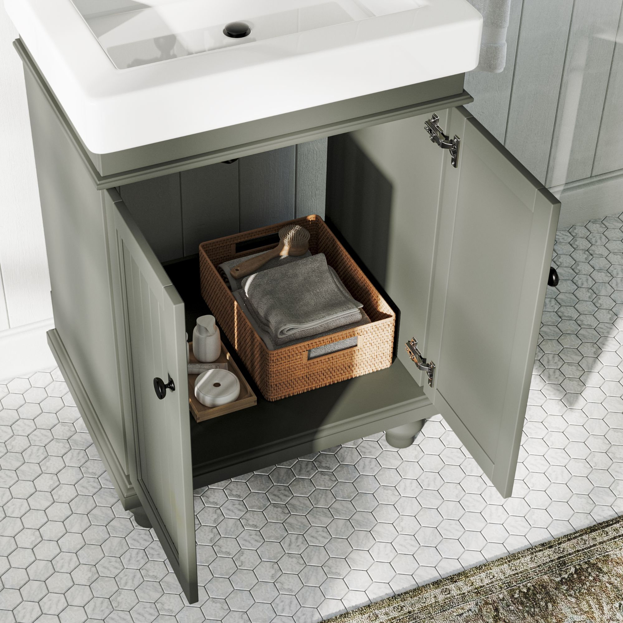 Dawson Bathroom Vanity, Single Sink, 24", Pewter Green, Freestanding