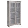 Benzara BM160268 Spacious Wooden Curio Two Glass Doors Cabinet, Gray