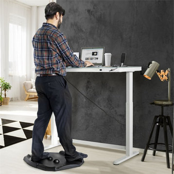 Pemberly Row Electric Glass Top Standing Desk in White and Gray