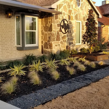 Rowlett - Stone edged landscape and custom mailbox