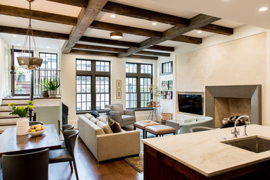 Family room - mediterranean family room idea in Chicago