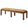Furniture of America Liston Wood Padded Dining Bench in Brown Pine