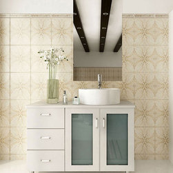 Abaco 39 inch Vessel Sink Bathroom Vanity Solid Wood Top White Finish - Bathroom Vanities And Sink Consoles