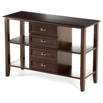 Simpli Home Burlington Solid Wood Console Table With 4 Drawers, Mahogany Brown