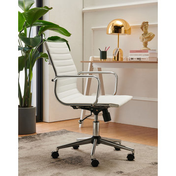 LUXMOD® Gold Office Chair, Ergonomic Desk Chair,Modern Executive Chair., White