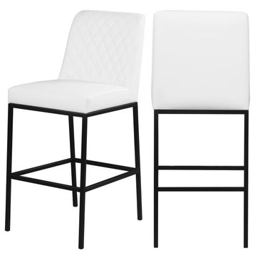 Bryce Faux Leather Upholstered Bar Stool, Set of 2, White