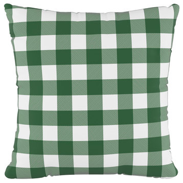 18" Decorative Pillow, Polyester Insert, Classic Gingham Evergreen