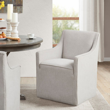 Madison Park Charlotte Skirted Dining Arm Chair with Casters, Gray
