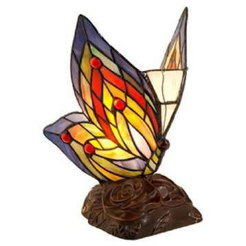 Tiffany Style Yellow Butterfly Accent Lamp