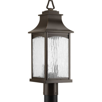 2-Light Post Lantern, Oil Rubbed Bronze With Water Seeded Panels