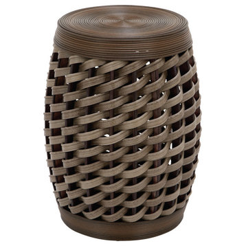 Eclectic Brown Rattan Accent Table 56083