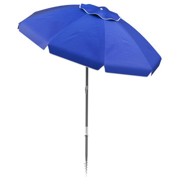 Pure Garden Beach Umbrella With 360 Degree Tilt, 7 Ft, Blue