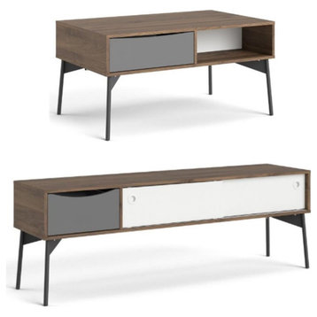 Home Square 2-Piece Set with Coffee Table and 1 Drawer TV Stand