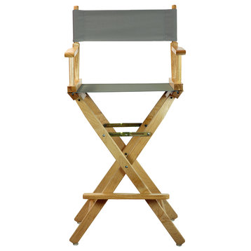 30" Director's Chair With Natural Frame, Gray Canvas