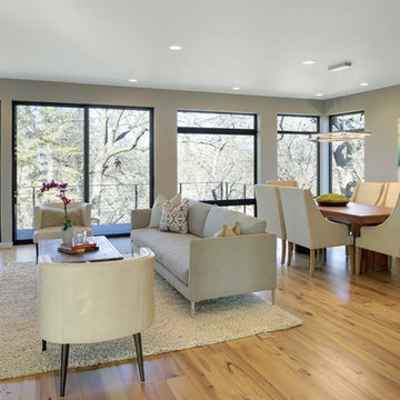 Antique Elm Flooring in an Open Concept Modern Home