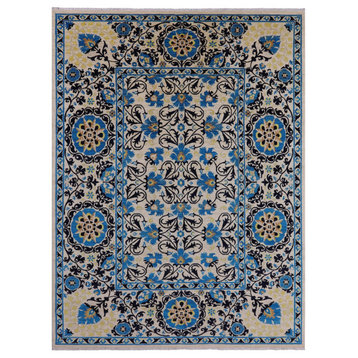 Hand-Knotted William Morris Wool Rug 8' 9" X 11' 8" Q8455