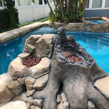 Fire Pit and Tree Carvings