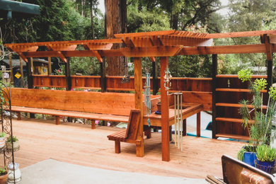 Mid-sized backyard deck photo in San Francisco with a pergola