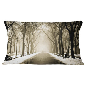 Fog in Alley Vintage Style Landscape Photography Throw Pillow, 12"x20"