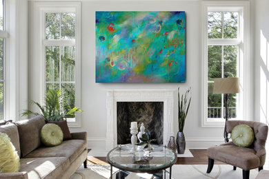 Large trendy living room photo in Other