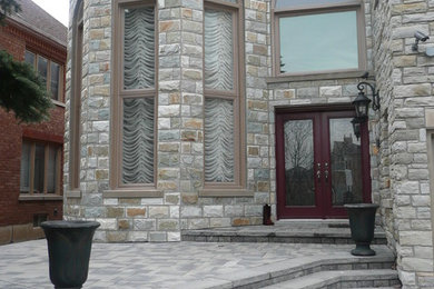 Reface brick with natural stone veneer