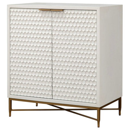 Origins by Alpine White Pearl Wood Bar Cabinet in White