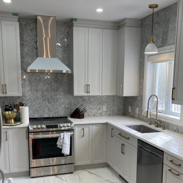 White and Grey Kitchen Marble