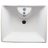 Bathroom Square Vessel Sink White China Single Faucet Hole