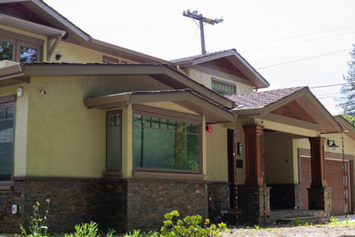 Inspiration for a transitional mixed siding house exterior remodel in San Francisco