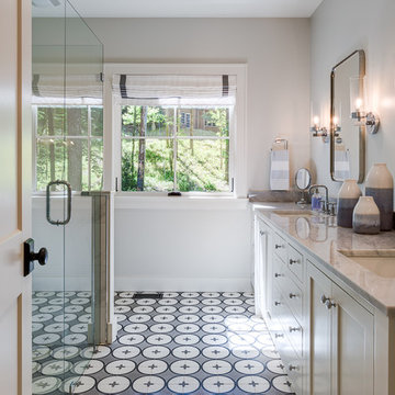 perk up your powder room with our playful peabody pattern