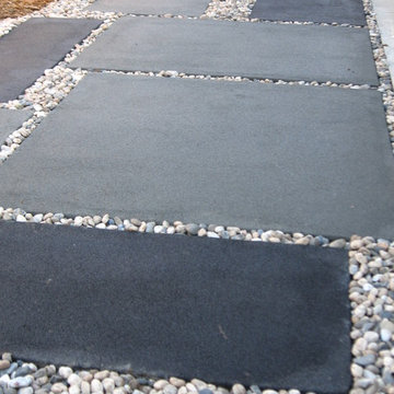 Contemporary pervious concrete patios using PerkTop.