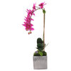Purple Real Touch Orchid With Amethyst, Square Sliver Pot