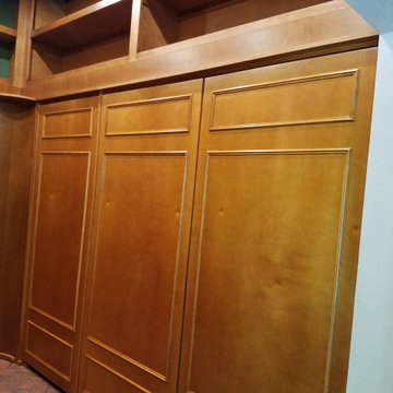 Paneled boardroom with hidden kitchen