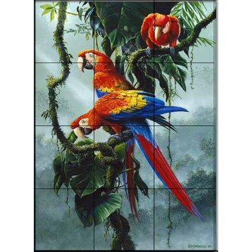 Tile Mural, Red And Yellow Macaw by Harro Maass