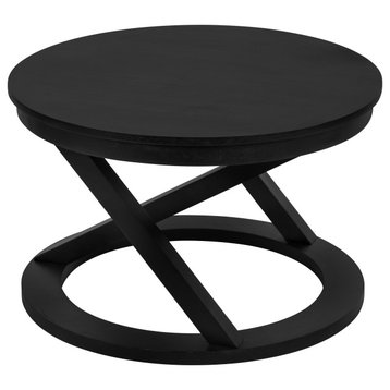 Aja Wood Coffee Table, Black 26x26x16