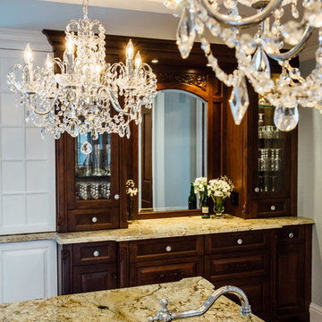 White Kitchen with Blue China Hutch