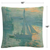 Monet 'Sunrise' 16"x16" Decorative Throw Pillow