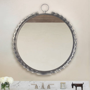 33 in. Wx36.5 in. Hx1.5 in. E Elliptic Industrial Wall Bathroom Vanity Mirror