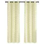 Royal Tradition - Willow Thermal Blackout Curtains, Set of 2, Ivory, 84"x84" - The stylish geometric pattern of these floor-length curtains conveys a refined and classic look to your home. Containing a pole pocket design, these jacquard curtains are well-suited with traditional curtain rods, allowing you to change your room easily. This trendy and functional curtain panel pair is thermal-insulated, blocks out the glaring sunlight during the hot summer months, and keeps cold drafts adrift. Block unwanted light and protect your room against outside temperatures with these thermal blackout curtains. These energy saving curtains are both beautiful and practical. The curtains are machine washable for easy care.