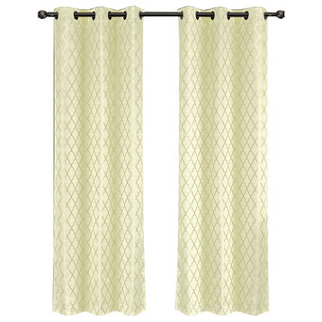 Willow Thermal Blackout Curtains, Set of 2, Ivory, 84"x84"