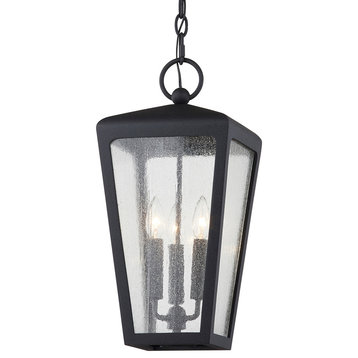Mariden 3 Light Hanger - Textured Black Finish - Clear Seeded Glass