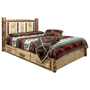 Montana Woodworks Glacier Country Storage Solid Wood Full Platform Bed in Brown