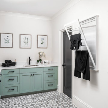 Laundry Room Design at 308 Wonderwood by Pike Properties - Charlotte Custom Home