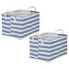 Laundry Bin Stripe French Blue Rectangle Extra Large 12.5x17.5x10.5 (Set of 2)