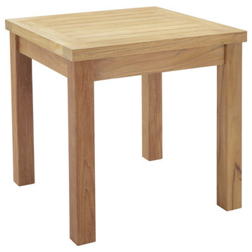 Marina Outdoor Premium Grade A Teak Wood Square Side Table, Natural